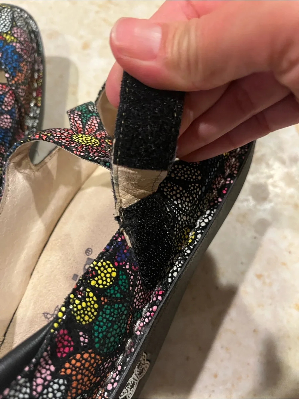Alegria Floral Mary Jane Comfort Shoes - Black Multicolor